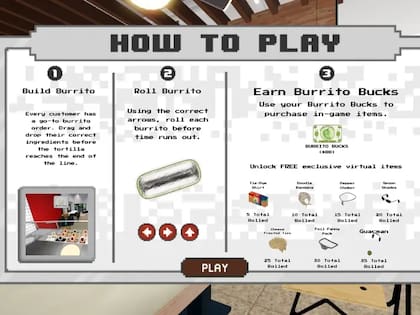 Las instrucciones del juego para armar los burritos (Crédito: María Meisenzahl/Business Insider)