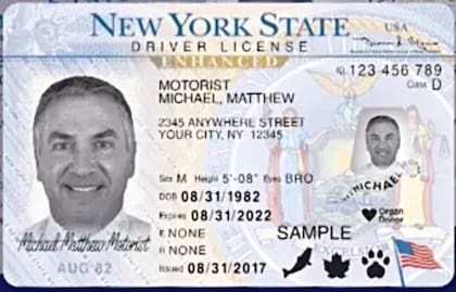 Las licencias de conducir mejoradas se pueden identificar por el distintivo de una bandera