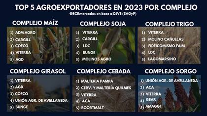 Las líderes de la exportación por complejo