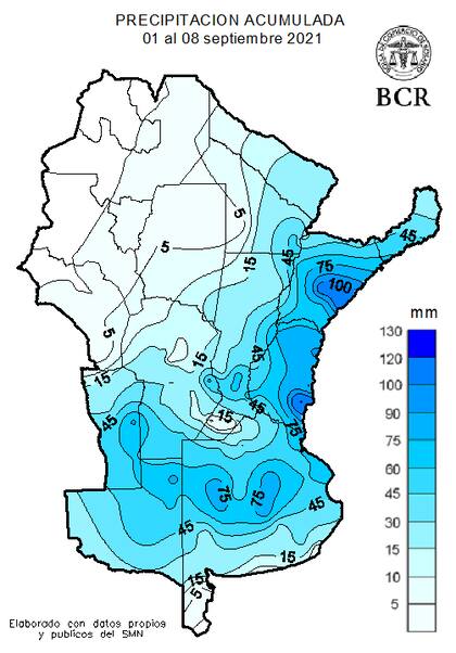 Las lluvias acumuladas desde el 1° de septiembre