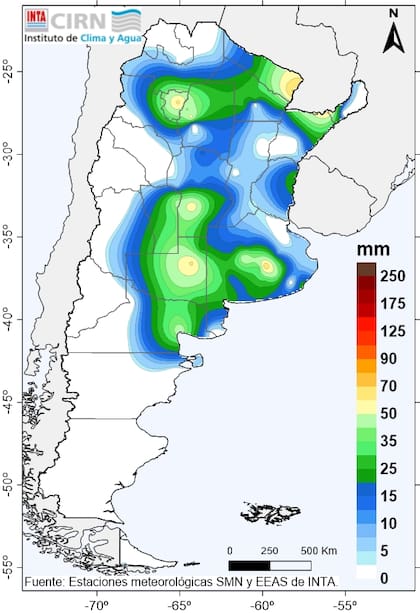 Las lluvias acumuladas entre el 14 y el 21 del actual