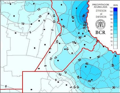 Las lluvias del último fin de semana en la zona núcleo
