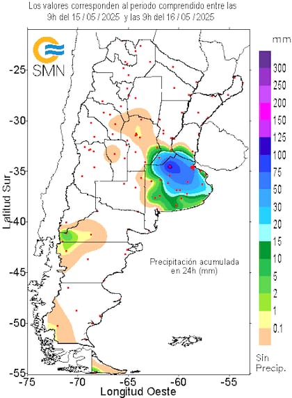 Las lluvias registradas hasta las 9 de hoy