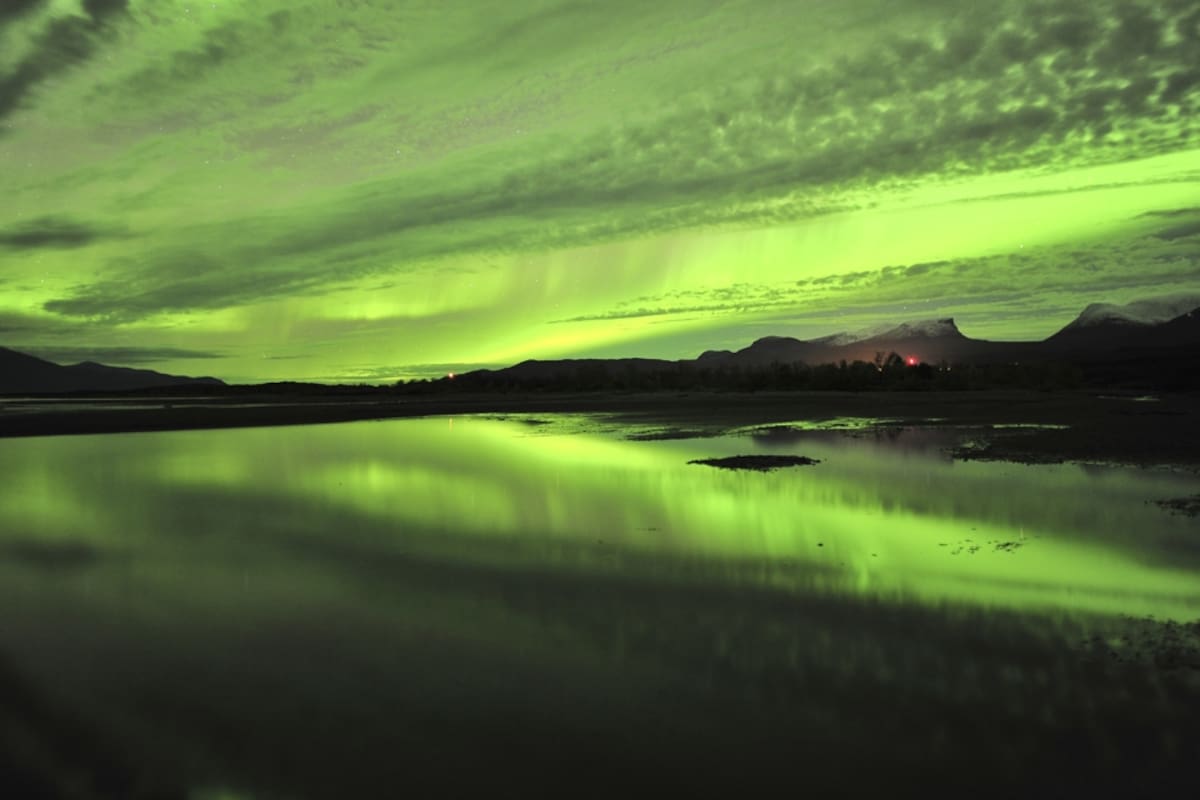 Las luces sobre Abisko, al norte del Círculo Polar Ártico.