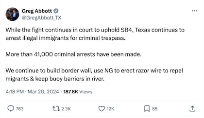 Las medidas que lleva adelante Abbott mientras la ley SB4 sigue en suspenso