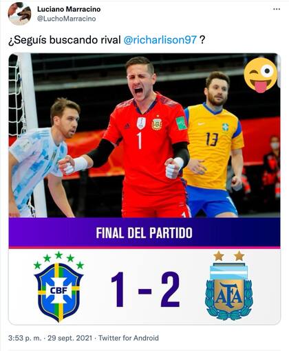 Las mejores burlas a Richarlison por la derrota de Brasil en el Mundial de Futsal