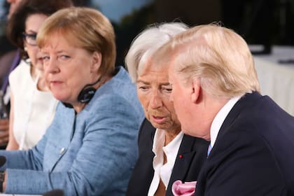 Las miradas entre Merkel y Trump