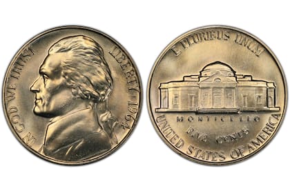 Las monedas de cinco centavos con la imagen de Thomas Jefferson correspondientes a la serie Type 1 Original Design Vintage se convirtieron en piezas de alto interés para el mercado numismático