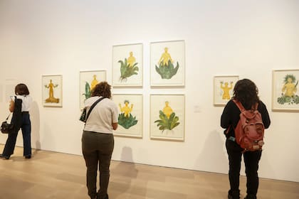 Las mujeres creadas por Paulino brotan de bromelias, con raíces y flores unidas a sus cuerpos