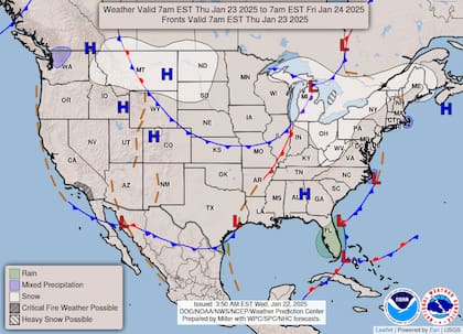 Las nevadas en Texas y Florida disminuirán el jueves.