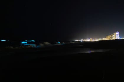 Las noctilucas en el mar de La Brava, ayer por la noche