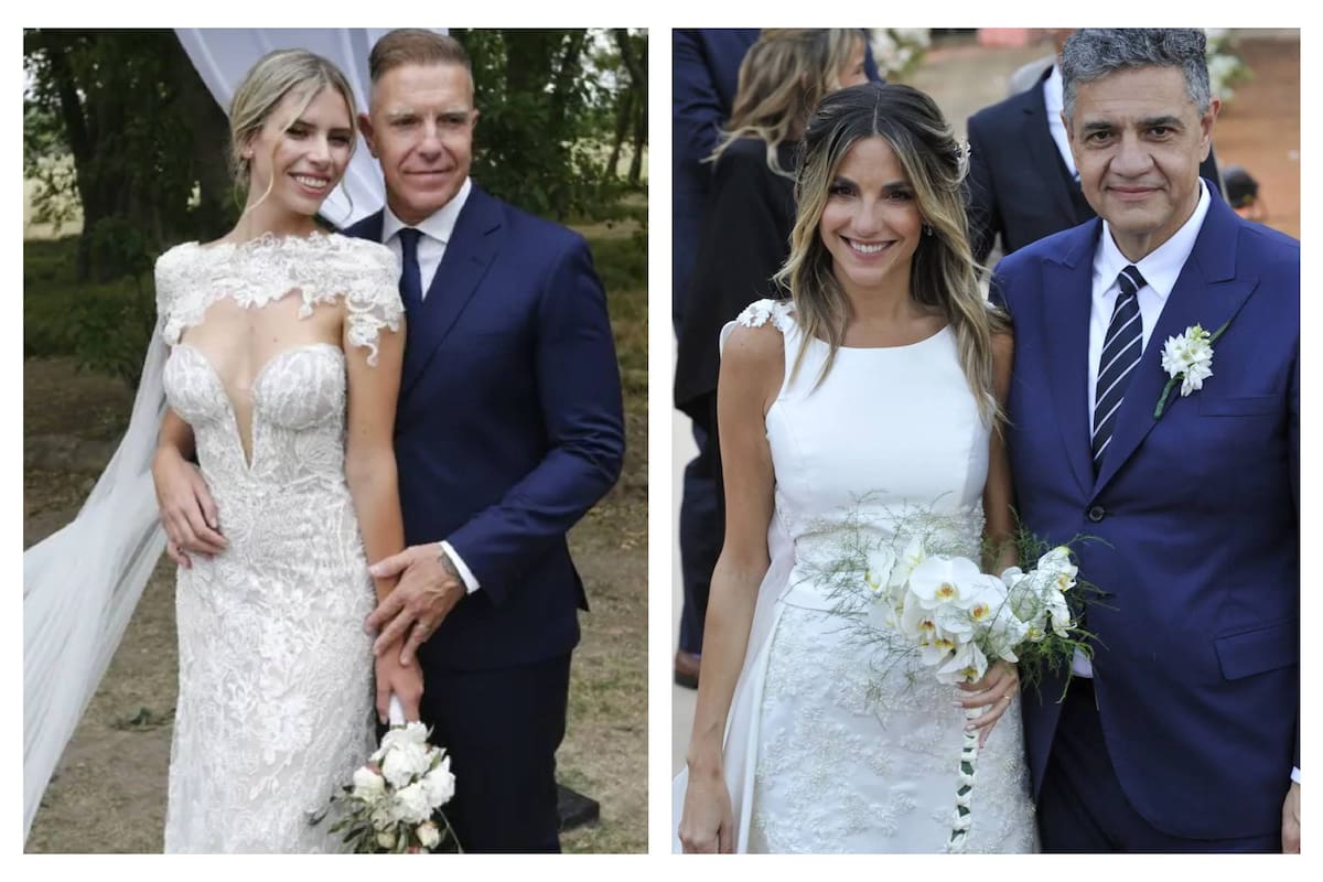 Las novias eligieron exclusivos diseños que marcan sus personalidades; por su parte, ambos novios prefirieron trajes azules