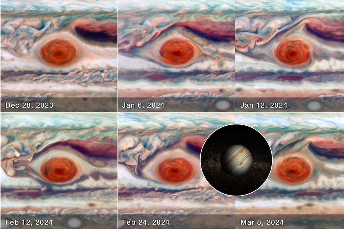 Las nuevas imágenes de Hubble revelaron que la tormenta más famosa del sistema solar oscila en forma y velocidad, por ahora, sin una explicación clara