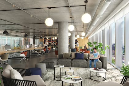 Las nuevas oficinas, los puestos de trabajo se entremezclan con los espacios de esparcimiento