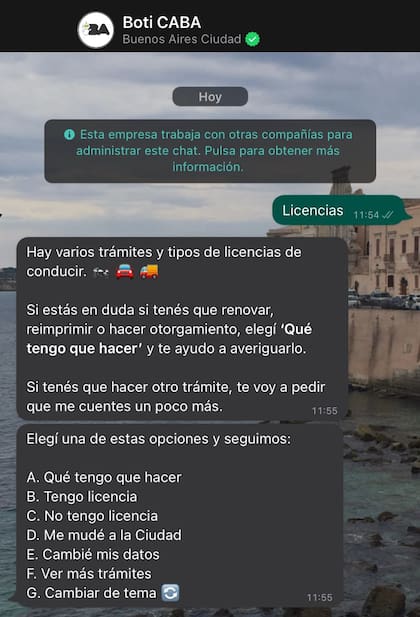 Las opciones que ofrece Boti para la renovación de la licencia de conducir