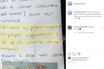 Las palabras de Sofía Sarkany que atesora su padre, Ricky, a tres meses de su muerte