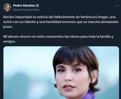 Las palabras del presidente para la actriz fallecida