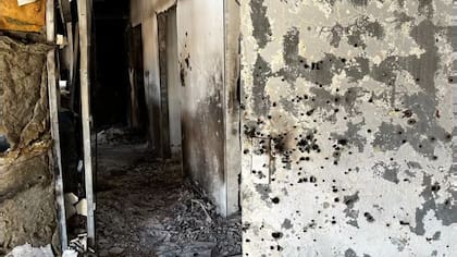 Las paredes de las viviendas del kibutz tienen las marcas de la metralla y el fuego