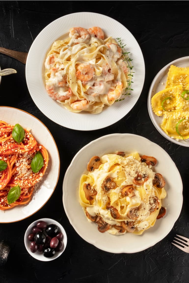 Las pastas son más ricas cuando llevan salsas italianas.