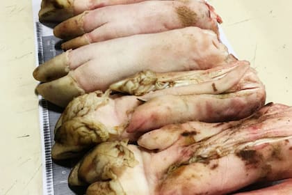 Las patas de cerdo que intentó ingresar en mayo pasado un ciudadano chino