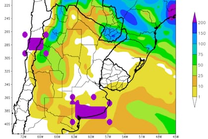 Las perspectivas de precipitaciones del 16 al 22 de febrero, escasas sobre la zona agrícola núcleo (en blanco)