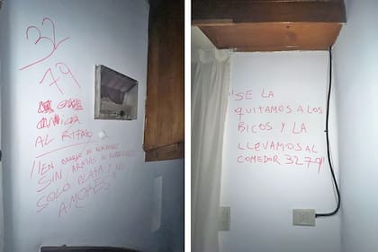 Las pintadas que dejó la banda del Millón en una de las casas robadas