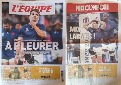 Las portadas de L'Equipe y Midi Olympique reflejan el dolor de una nación