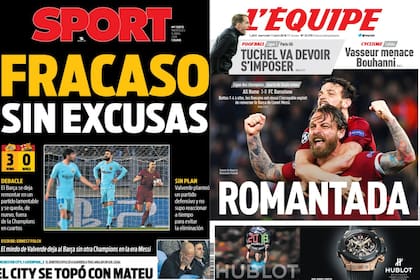 Las portadas de Sport, de Catalunya, y de L´Equipe, de Francia