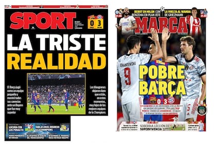 Las portadas de Sport y Marca con la dura realidad de Barcelona