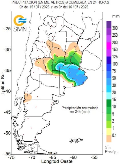 Las precipitaciones en la franja central