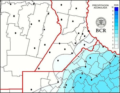 Las precipitaciones fueron escasas y se concentraron en el sudeste de la región bonaerense