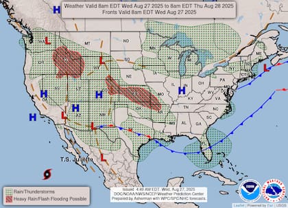 Las precipitaciones más significativas se concentrarán en el noroeste y las Montañas Rocosas del norte