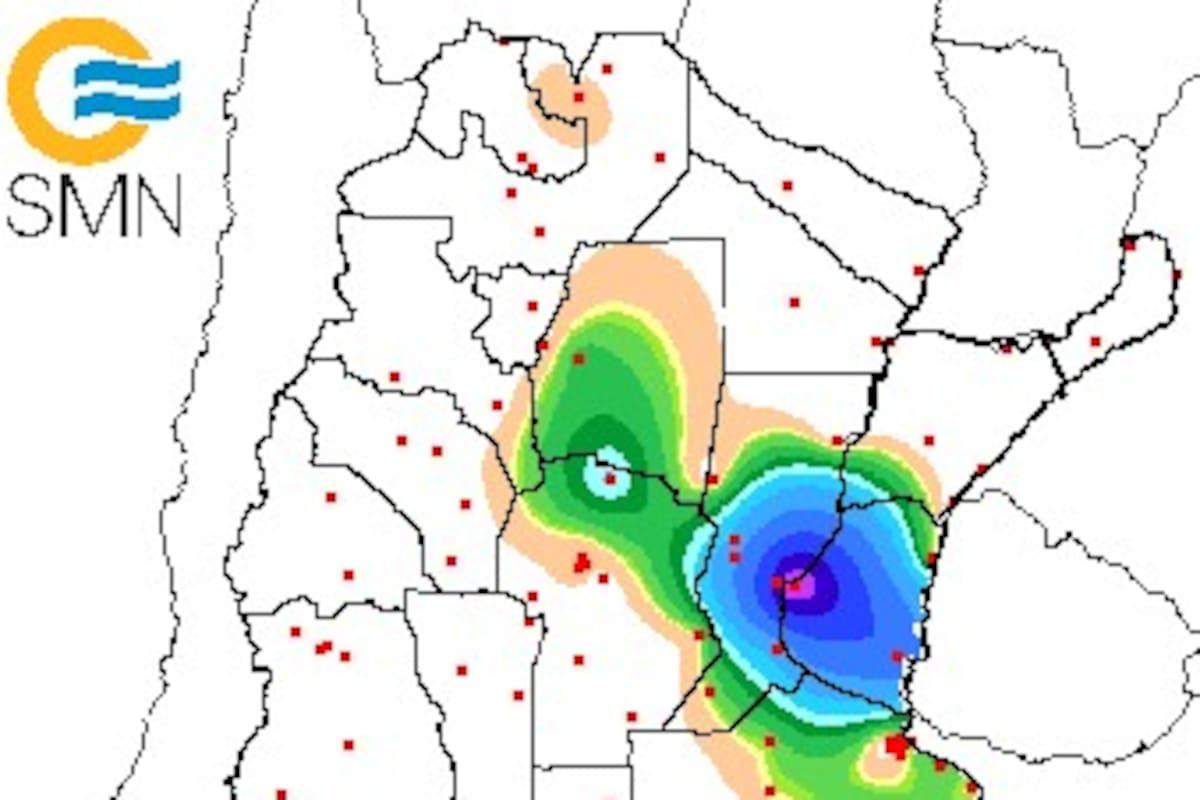 Las precipitaciones registradas hasta las 9 de hoy. El color azul intenso refleja elevados milímetros