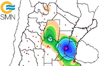 Las precipitaciones registradas hasta las 9 de hoy. El color azul intenso refleja elevados milímetros