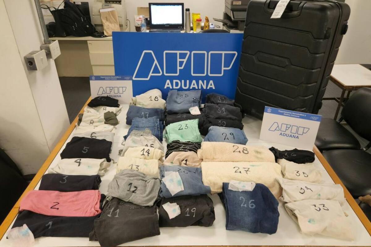 Las prendas impregnadas de cocaína