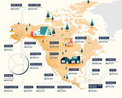 Las propiedades de Airbnb más caras de América del Norte, con precios expresados en dólares estadounidenses