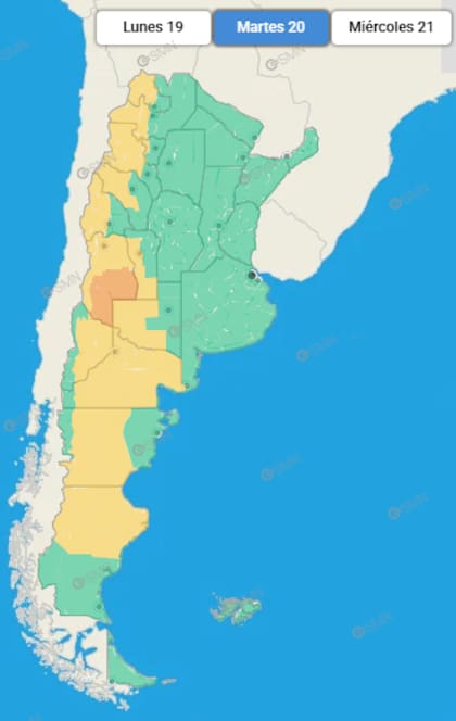 Las provincias afectadas durante la jornada
