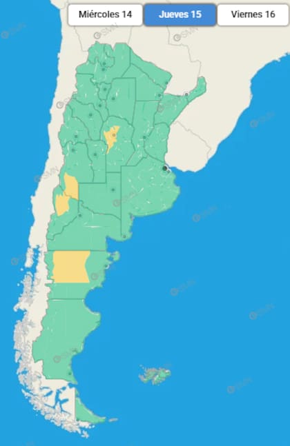 Las provincias afectadas durante la jornada