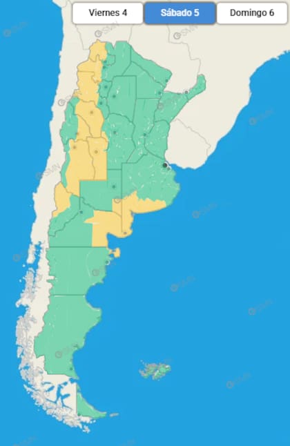 Las provincias afectadas este sábado