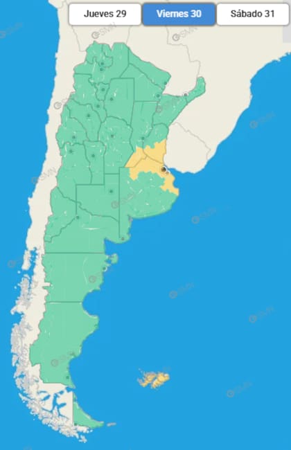 Las provincias afectadas este viernes
