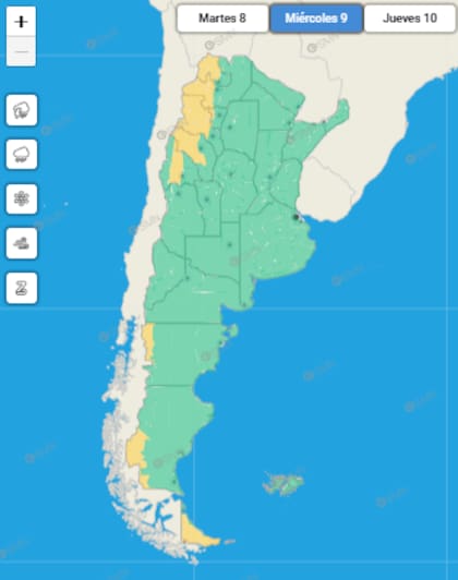 Las provincias bajo alerta amarilla para este miércoles 9 de septiembre