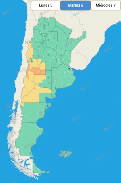 Las provincias bajo alerta durante esta jornada