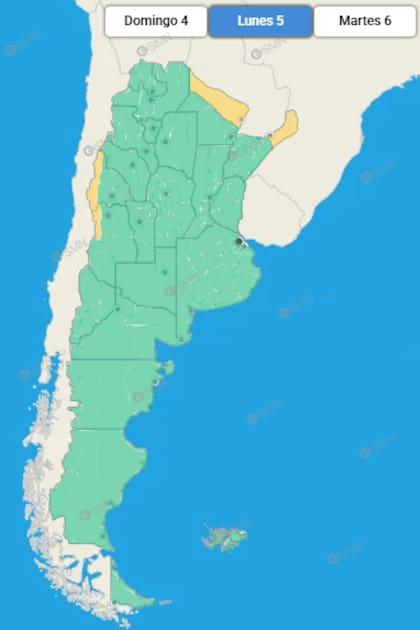 Las provincias bajo alerta durante este lunes 5