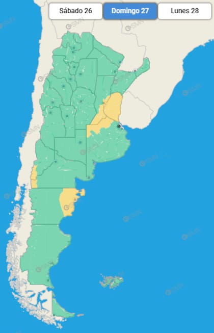 Las provincias bajo alerta este domingo