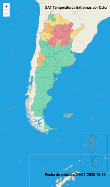 Las provincias bajo alerta por altas temperaturas este 25 de febrero