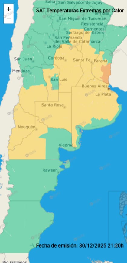 Las provincias que permanecen bajo la alerta amarilla este 31 de diciembre, debido a las altas temperaturas