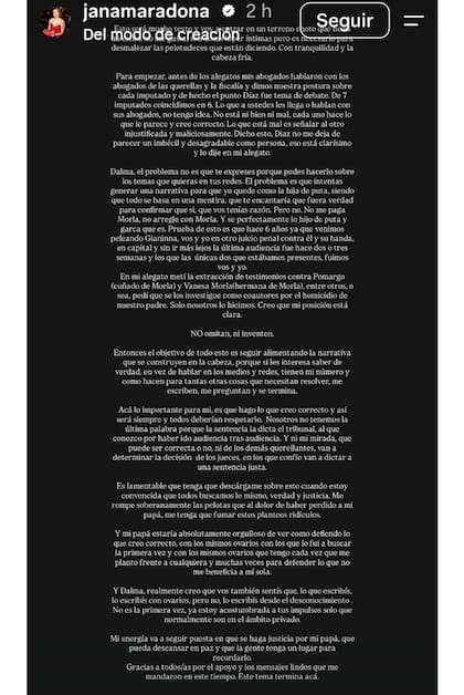 Las publicaciones de Jana Maradona
