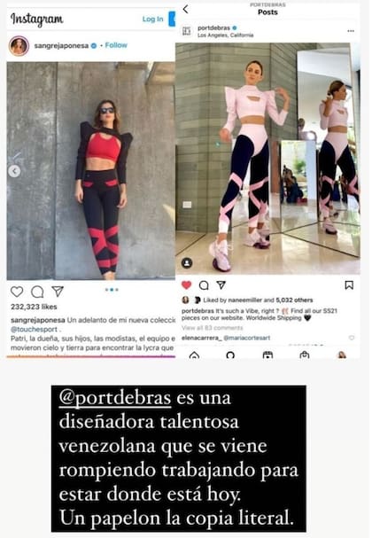 Las publicaciones en donde se acusa a la actriz de plagiar un modelo de ropa