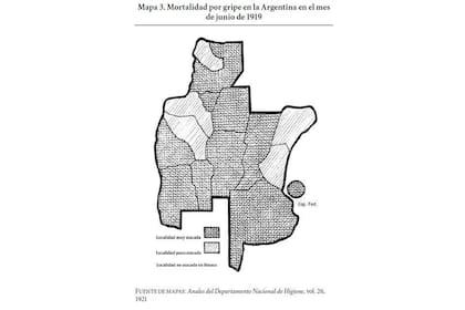 Un mapa con los alcances de la gripe de 1918