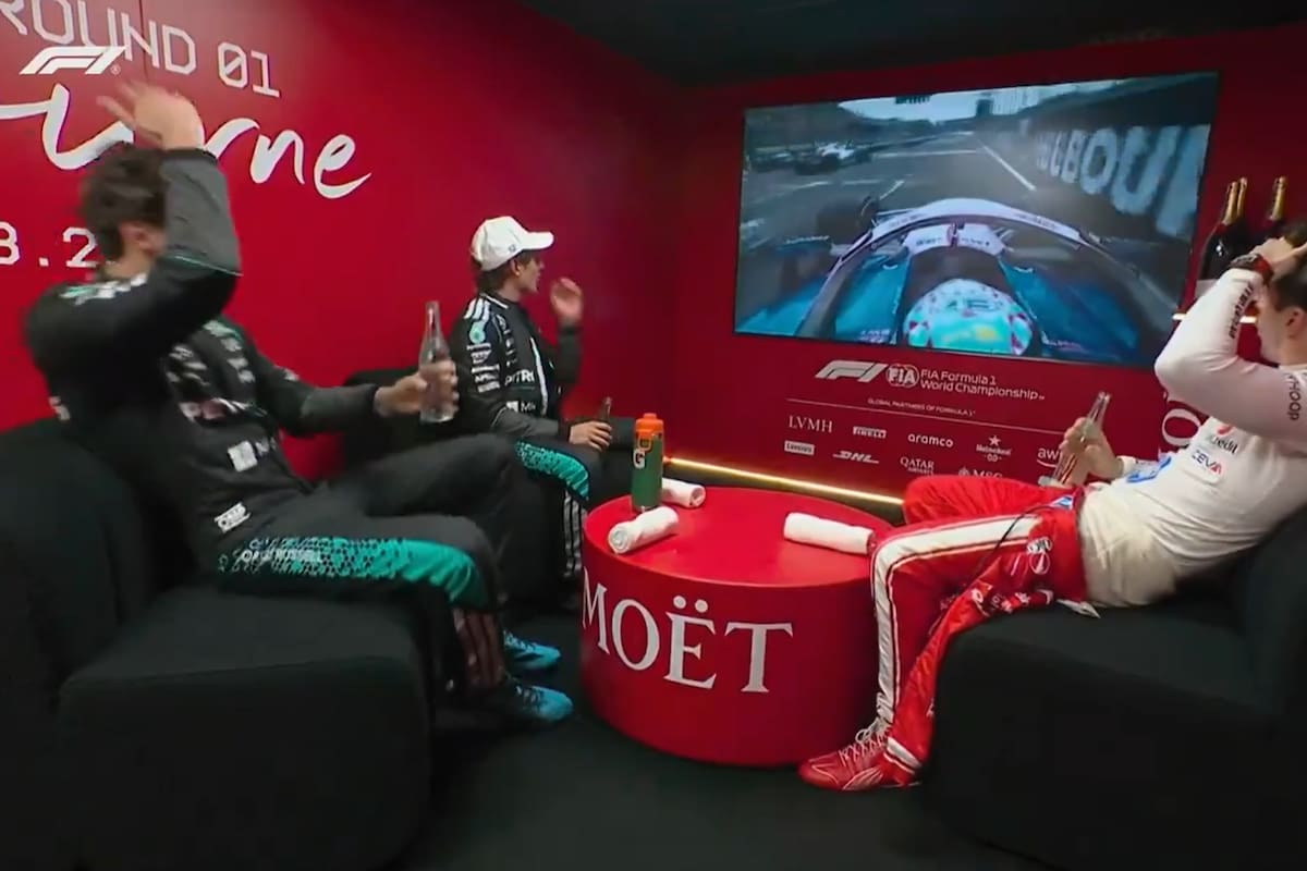 Las reacciones de Russell, Leclerc y Antonelli al observar la maniobra de Colapinto ante Lawson en el GP de Australia